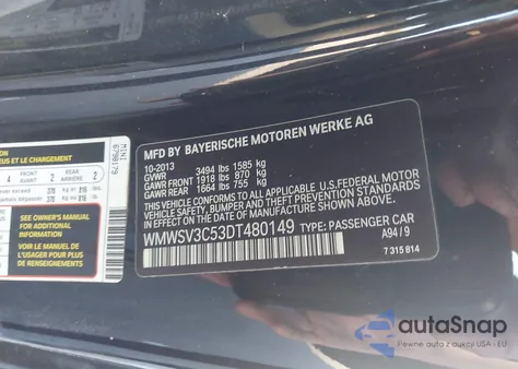 2013 Mini Hardtop Cooper S z USA, uszkodzony, nr VIN WMWSV3C53DT480149